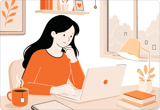 A teacher at a laptop in the evening