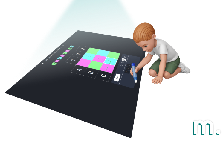IR pen interaction on interactive coding floor