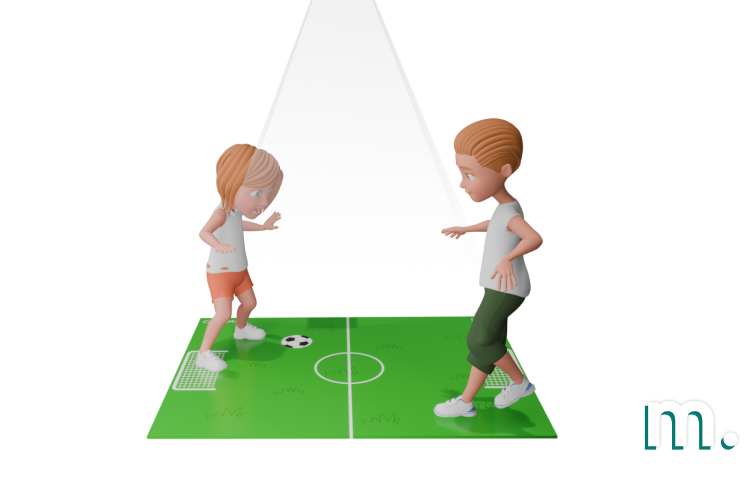 Children interacting with games projected on the floor by a ceiling-mounted projector