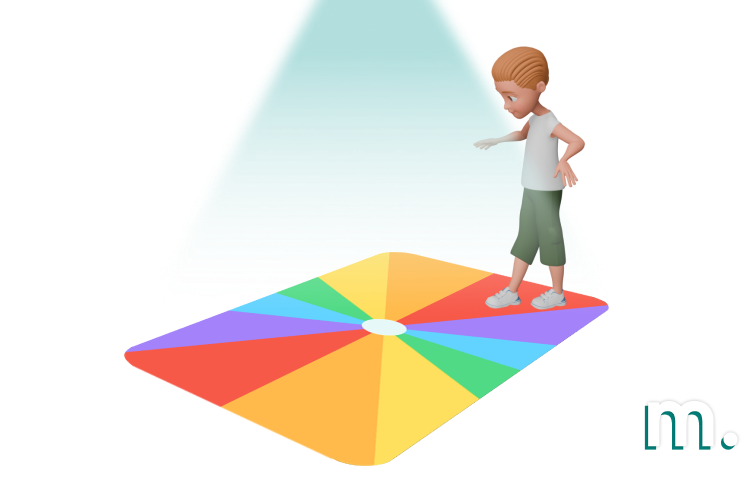 Children playing on projection activity mats