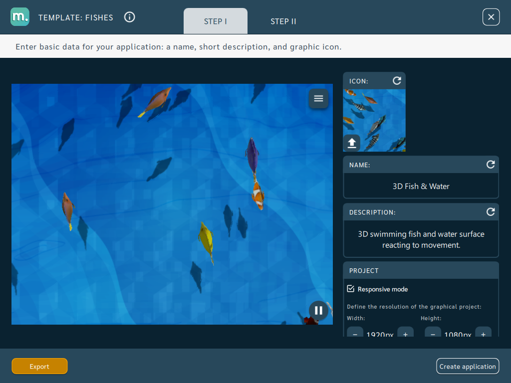 Motion-interactive App Creator for 3D Fish & Water