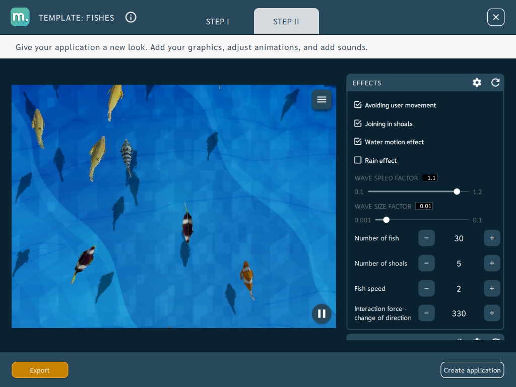 App Creator for 3D Fish & Water - Objects configuration