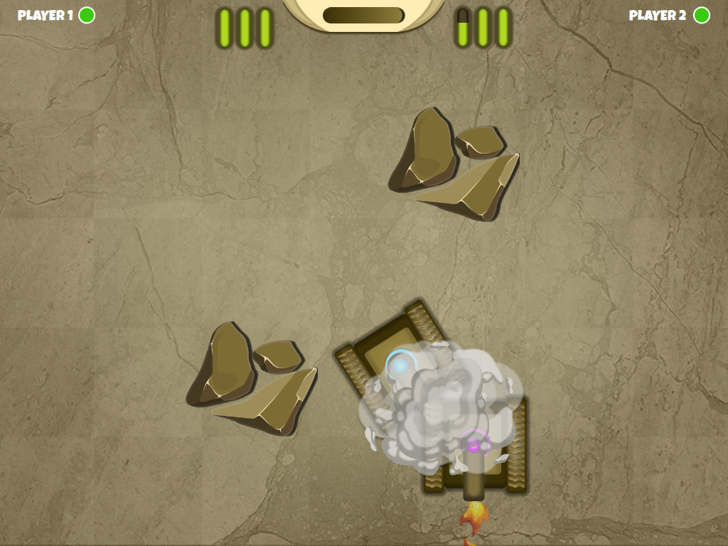 Tank Clash game with mobile pads for the interactive projection