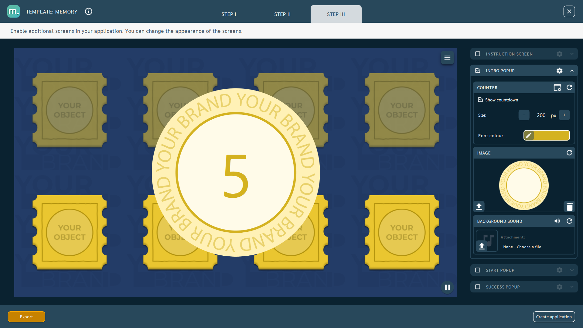 STEP 3 in Motioncube template - your screens